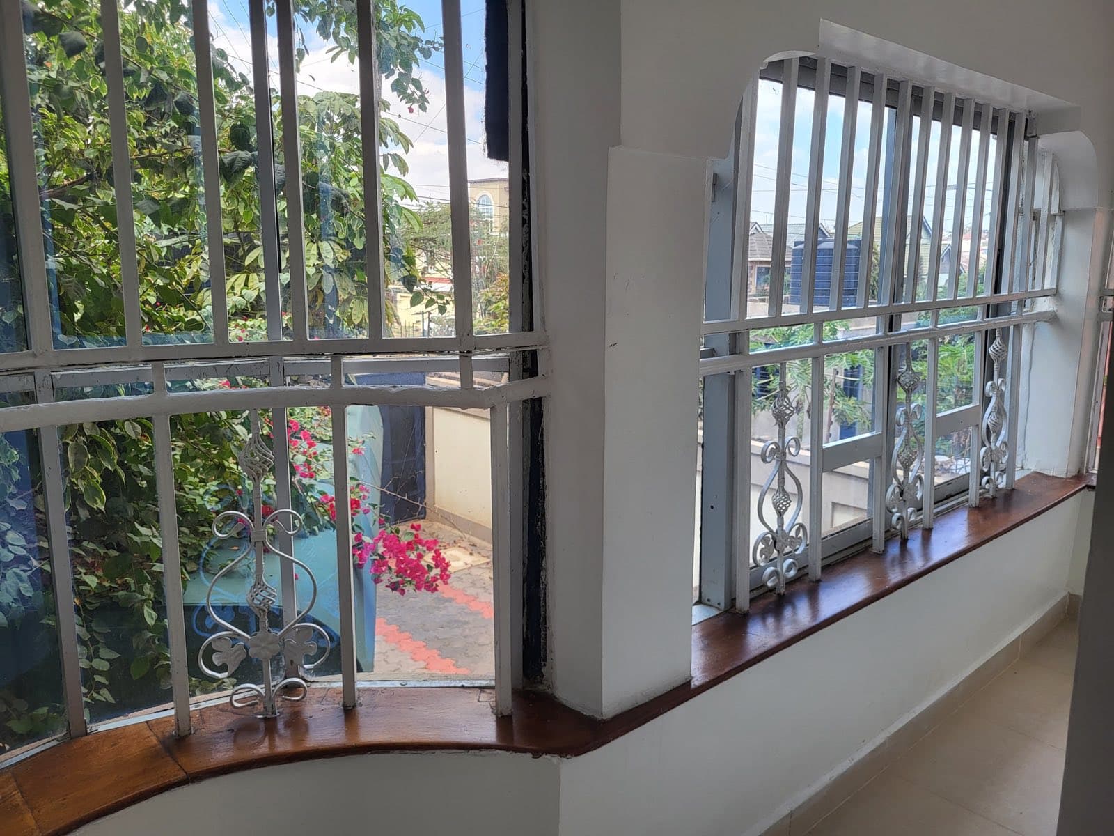 Arched windows over a garden